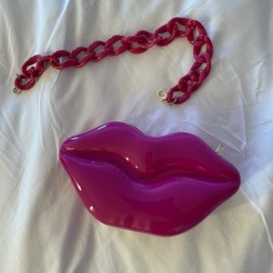 Fuchsia lip purse clutch